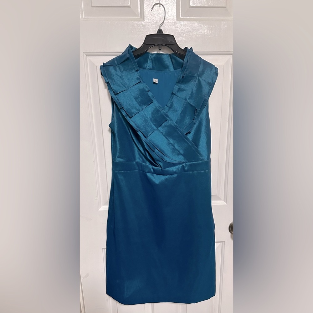 Dark teal ruffle v-neck Target dress